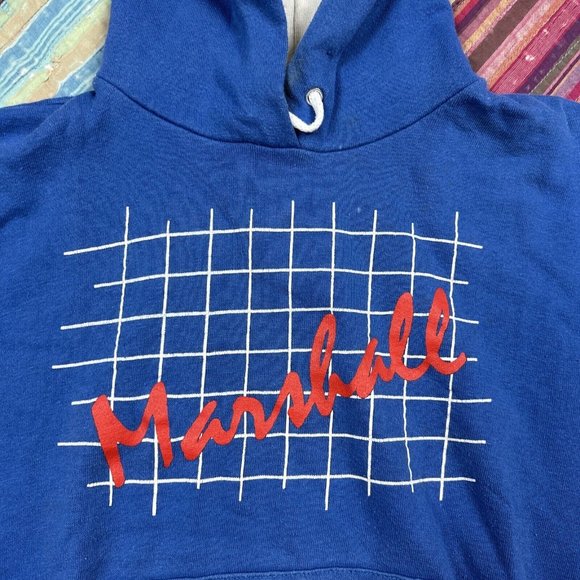 Vintage Marshall Net Two Tone Mens Large Pullover Hoodie Sportswear Skate Grunge - Picture 2 of 11
